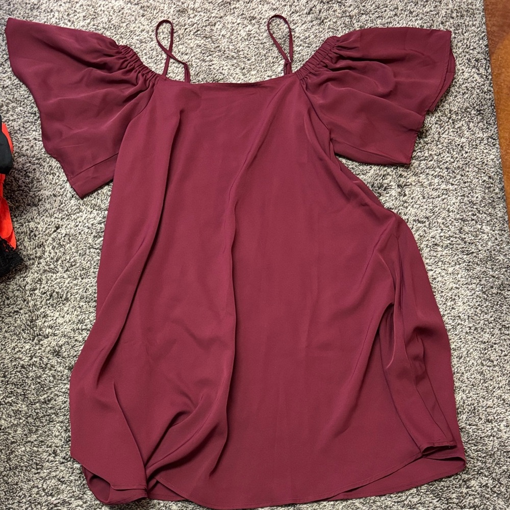 Elegant Burgundy Off-Shoulder Dress